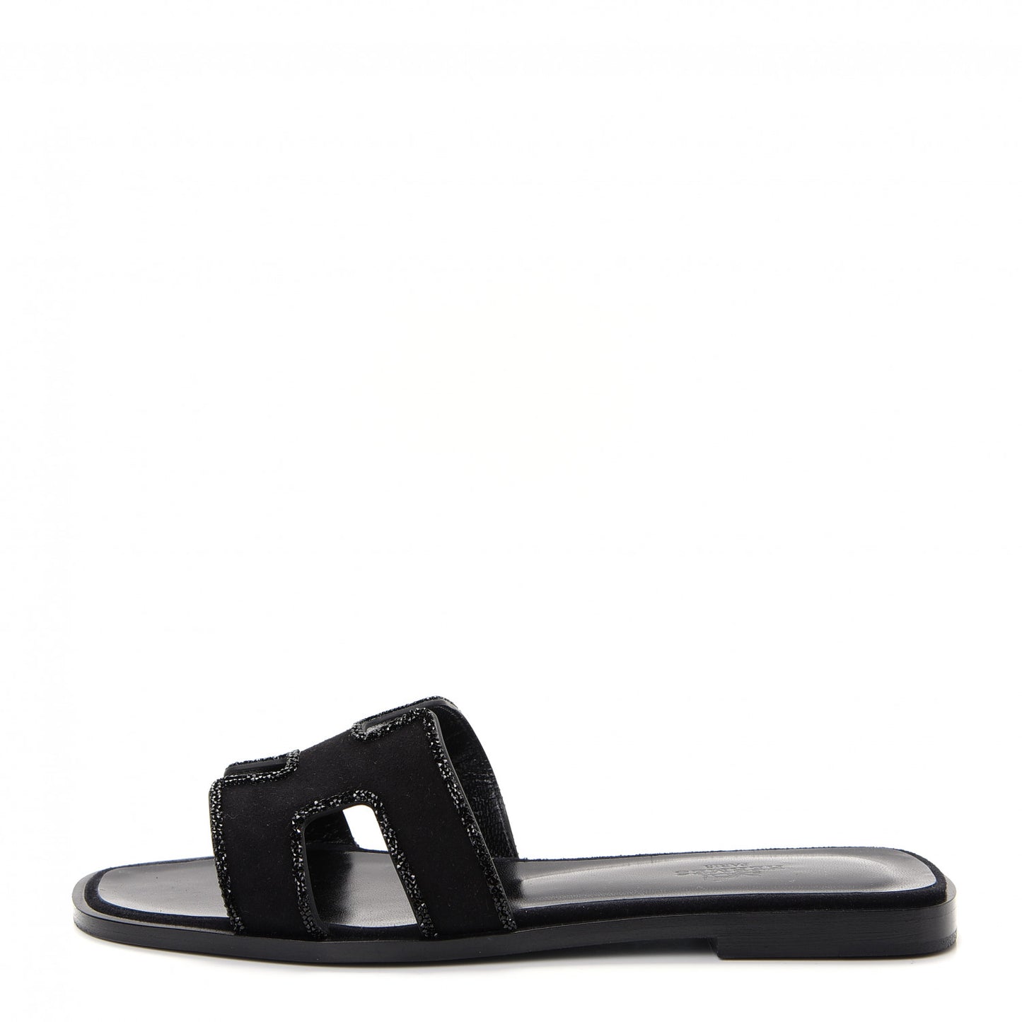 Suede Goatskin Crystal Oran Sandals 37 Black