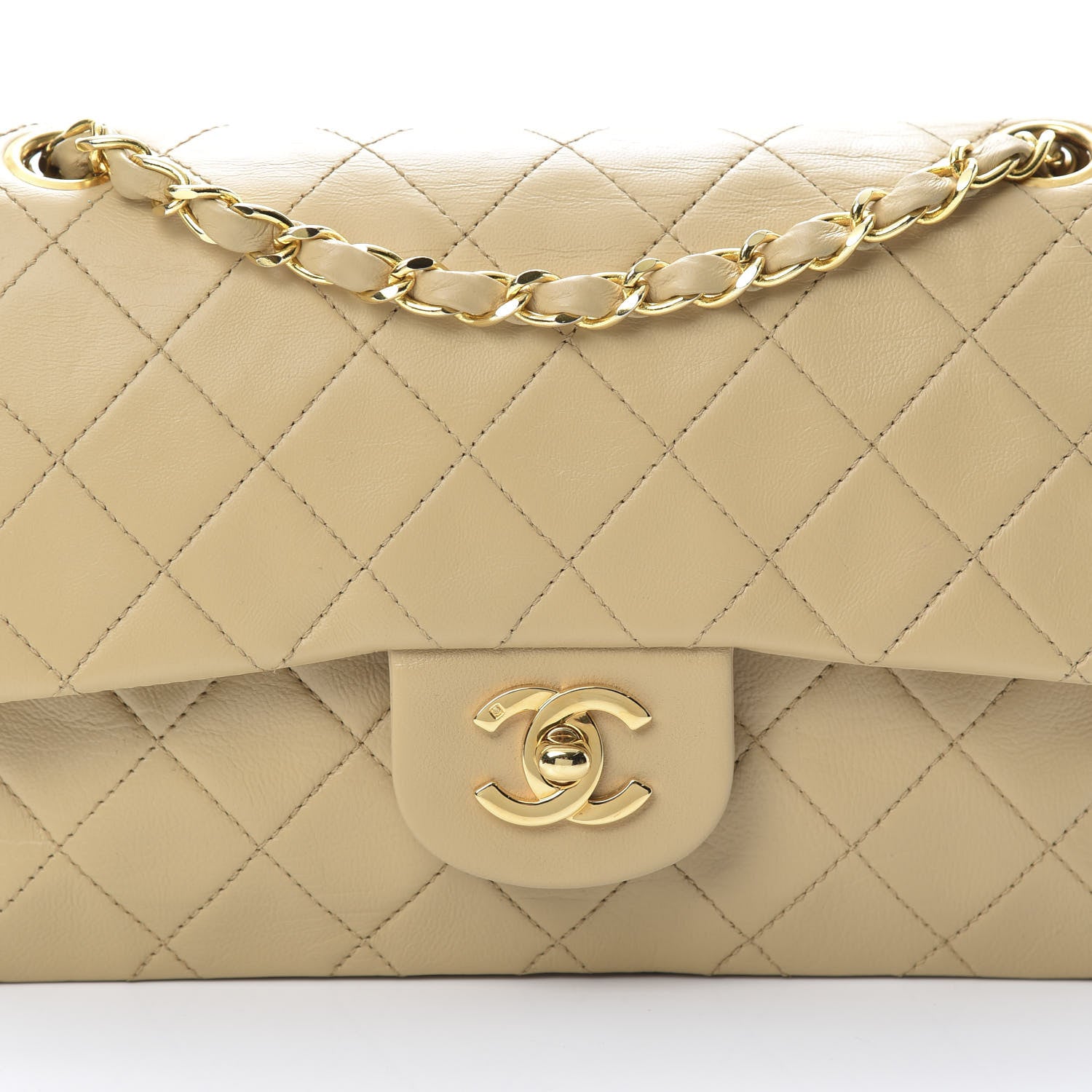 Chanel Lambskin Quilted Small Double Flap Beige 11 of 15