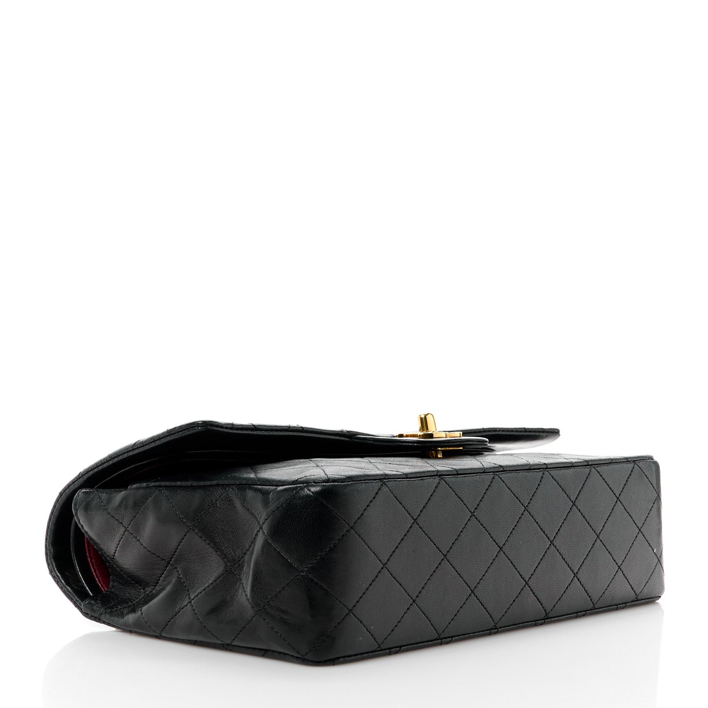 Lambskin Quilted Medium Double Flap Black