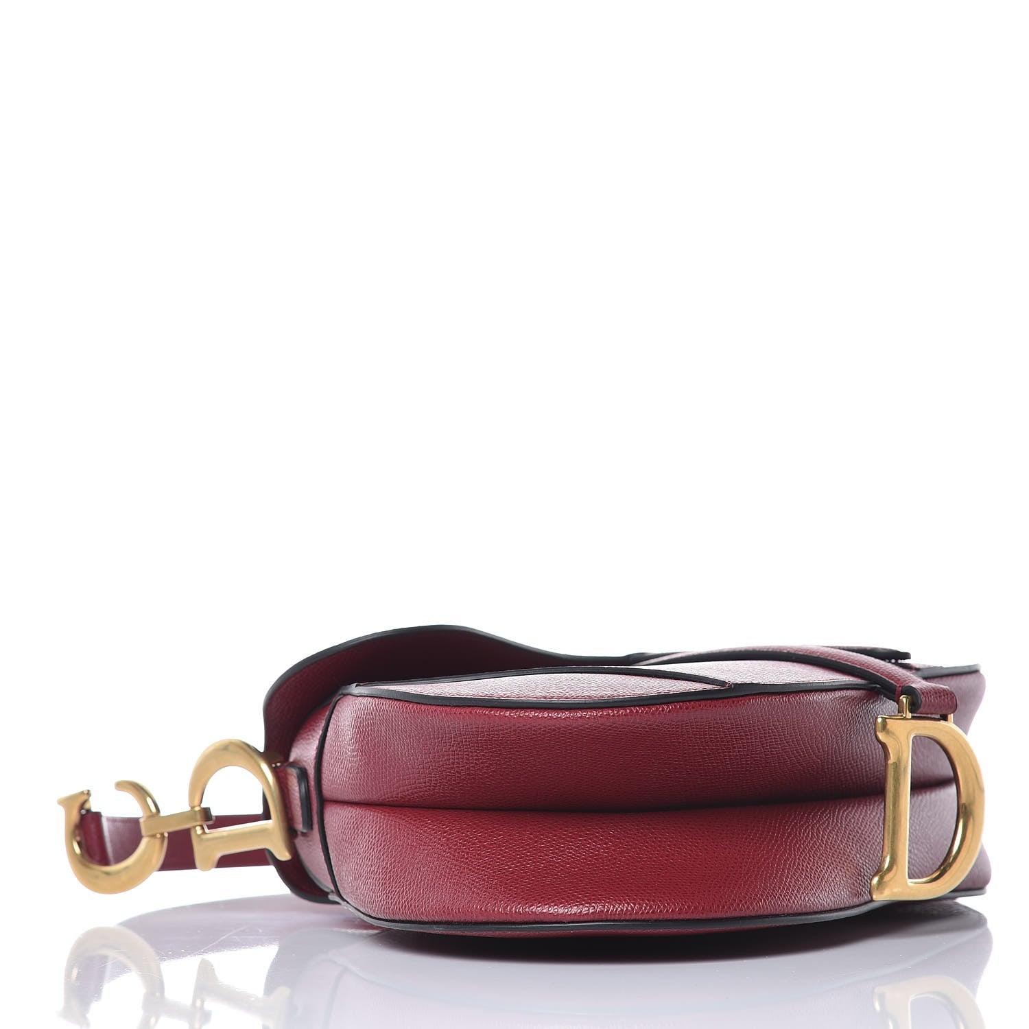 Christian Dior Grained Calfskin Saddle Bag Burgundy 4 of 7