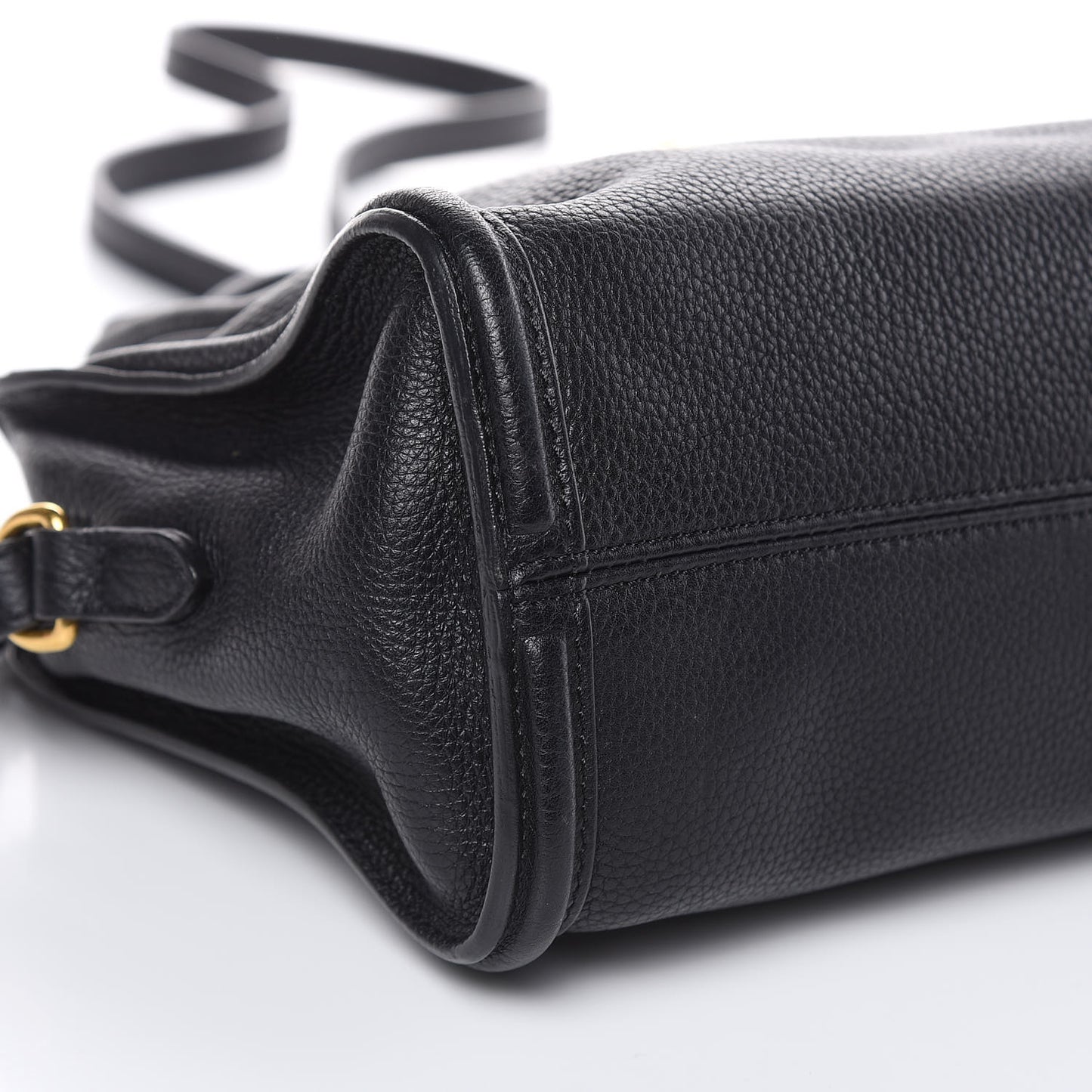 Pebbled Calfskin Mini Padlock Tote Black