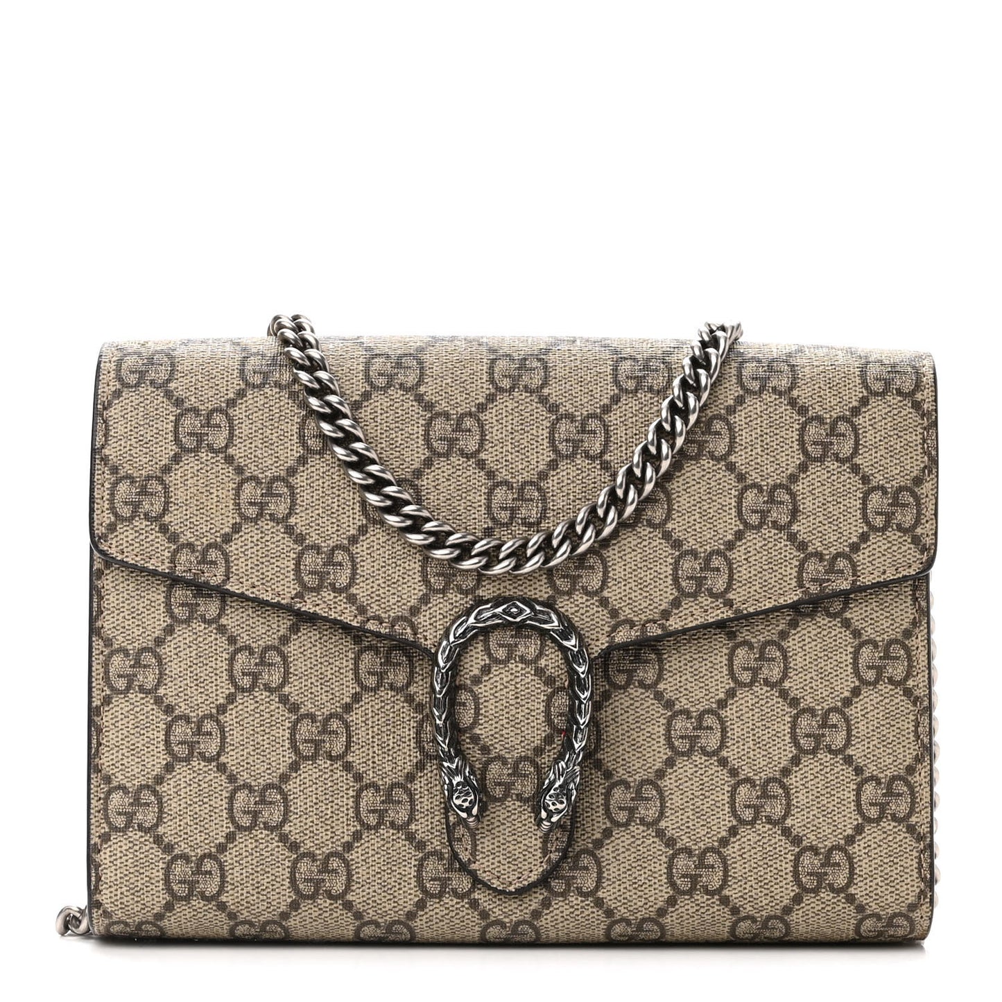 GG Supreme Monogram Mini Dionysus Chain Wallet Beige Vulcanic Red