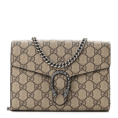 Gucci GG Supreme Monogram Mini Dionysus Chain Wallet Beige Vulcanic Red 1 of 10