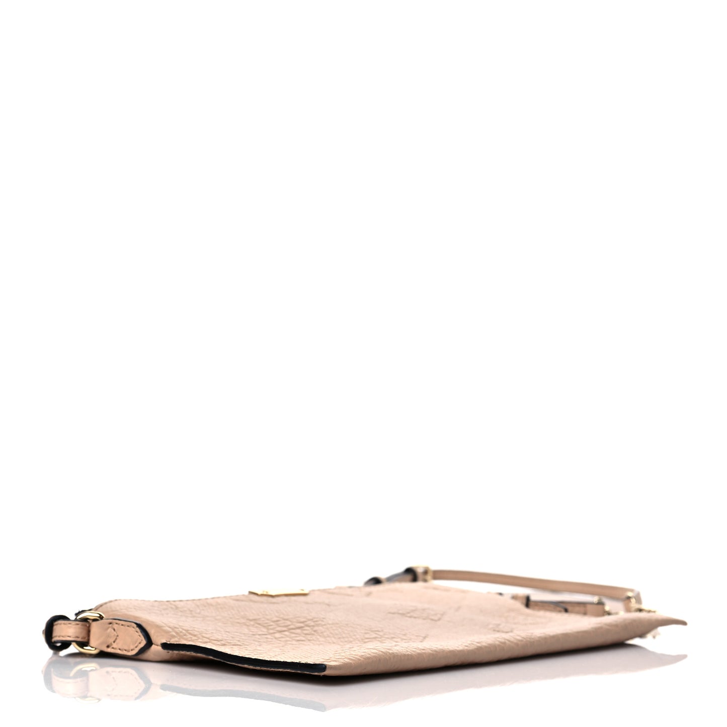 Signature Grain Calfskin Check Embossed Peyton Crossbody Clutch Bag Apricot