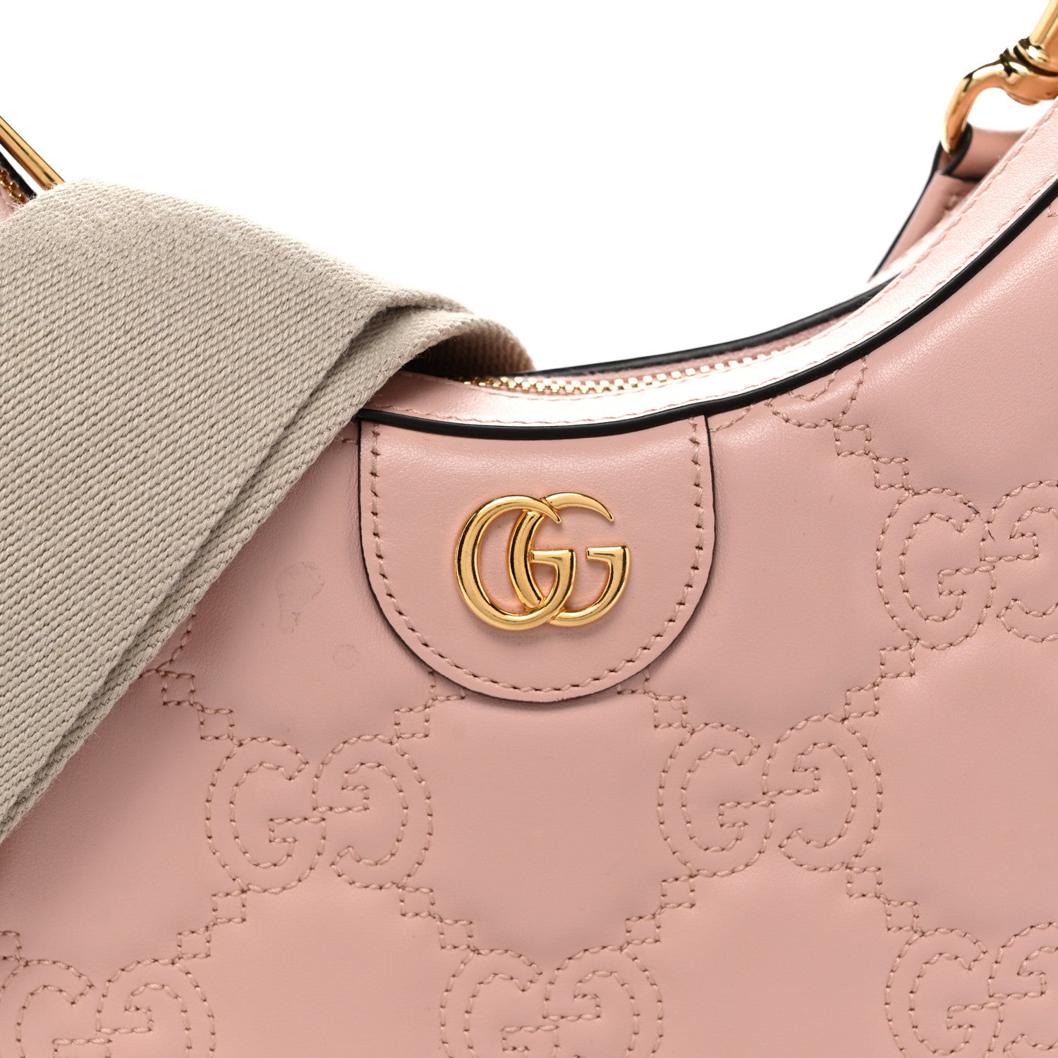 Gucci Calfskin GG Matelasse Small Hobo Shoulder Bag Perfect Pink Natural 9 of 13