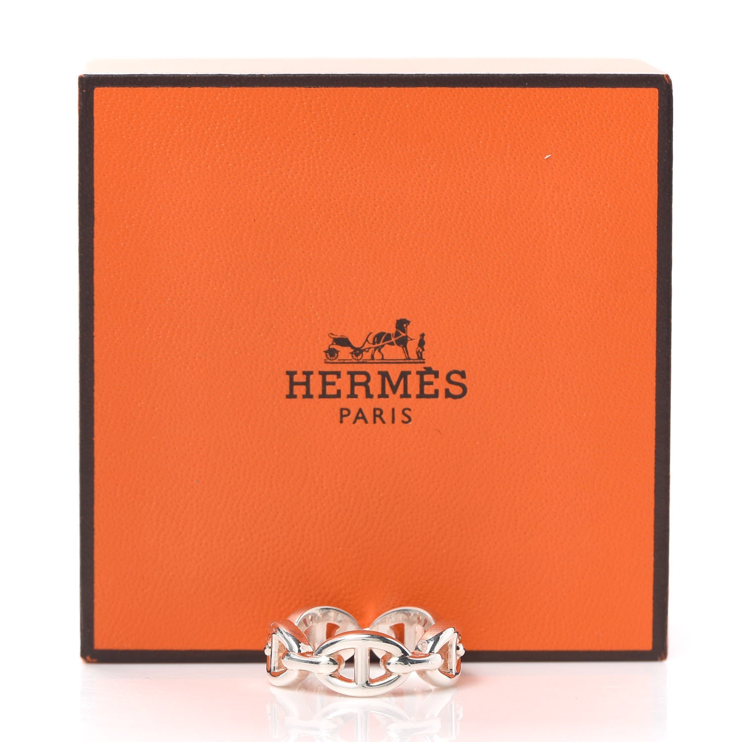 Hermes Sterling Silver PM Chaine d'Ancre Enchainee Band Ring 52 6 7 of 7