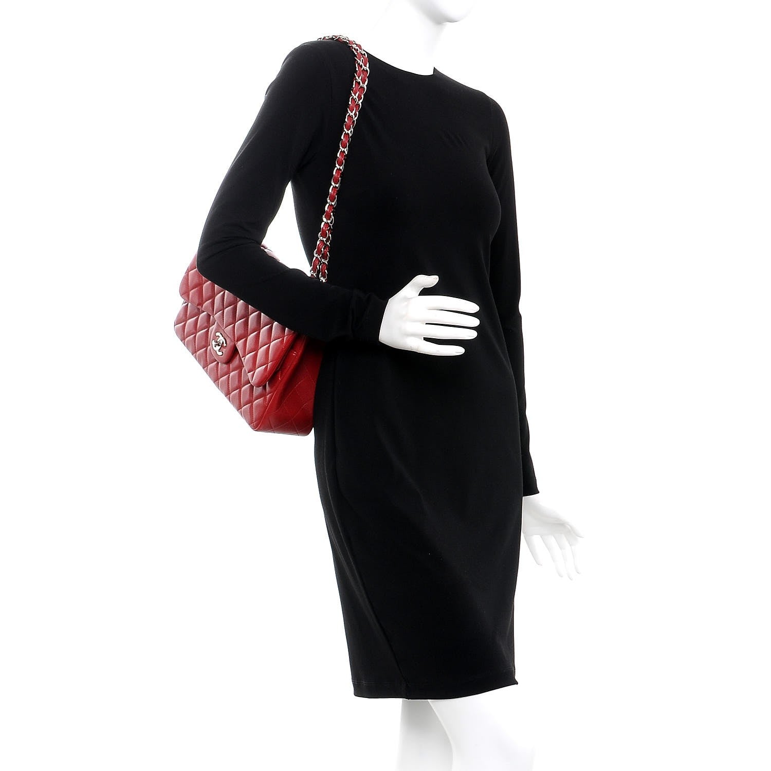 Chanel Caviar Quilted Jumbo Double Flap Red 3 of 10