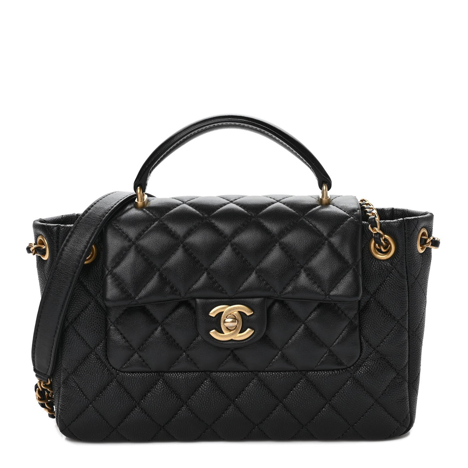 Chanel Caviar Calfskin Quilted Small Top Handle Flap Black 1 of 10