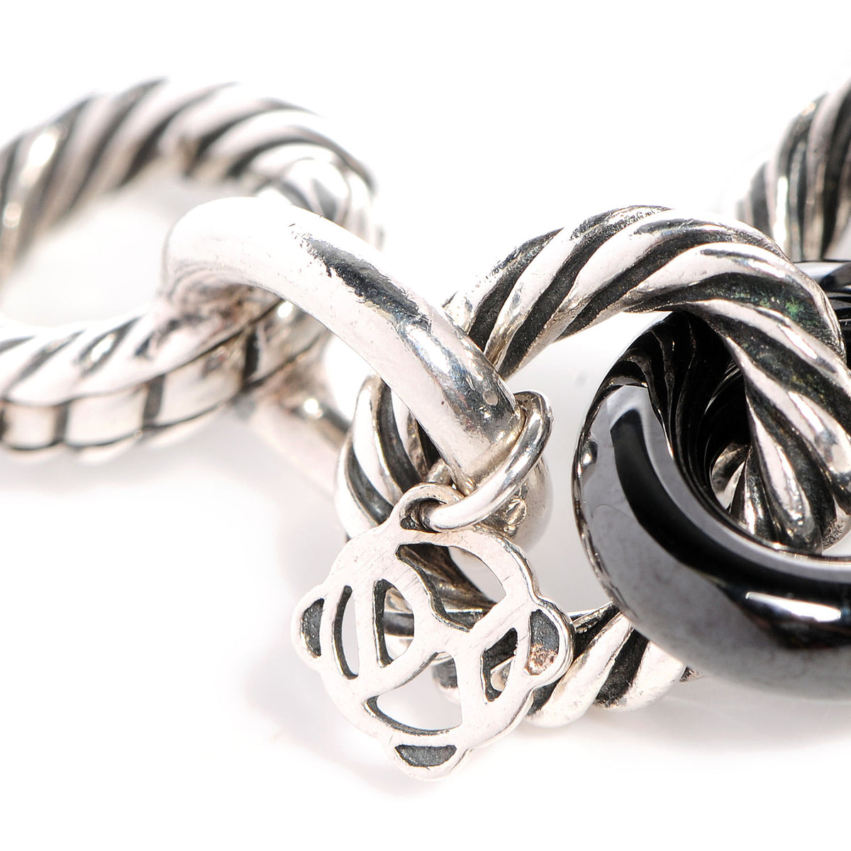 David Yurman Sterling Silver Ceramic 13mm Large Oval Link Bracelet Black 6 of 7