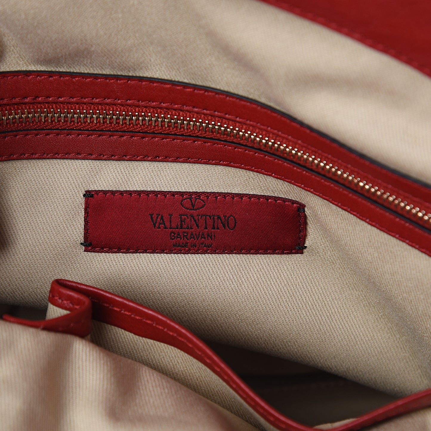 Vitello Rockstud Dome Satchel Red