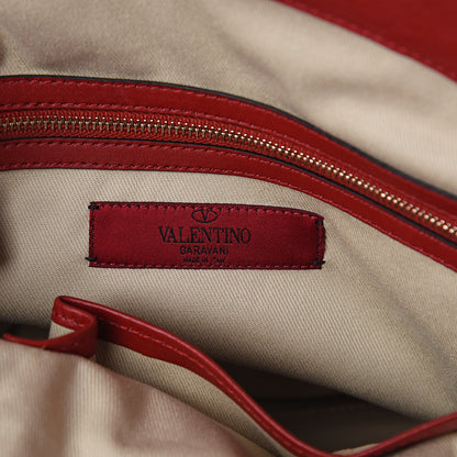 Valentino Garavani Vitello Rockstud Dome Satchel Red 5 of 7