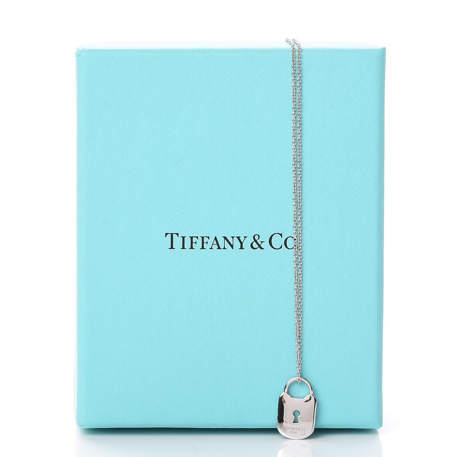 Tiffany Platinum Diamond Small Vintage Lock Pendant Necklace 8 of 8