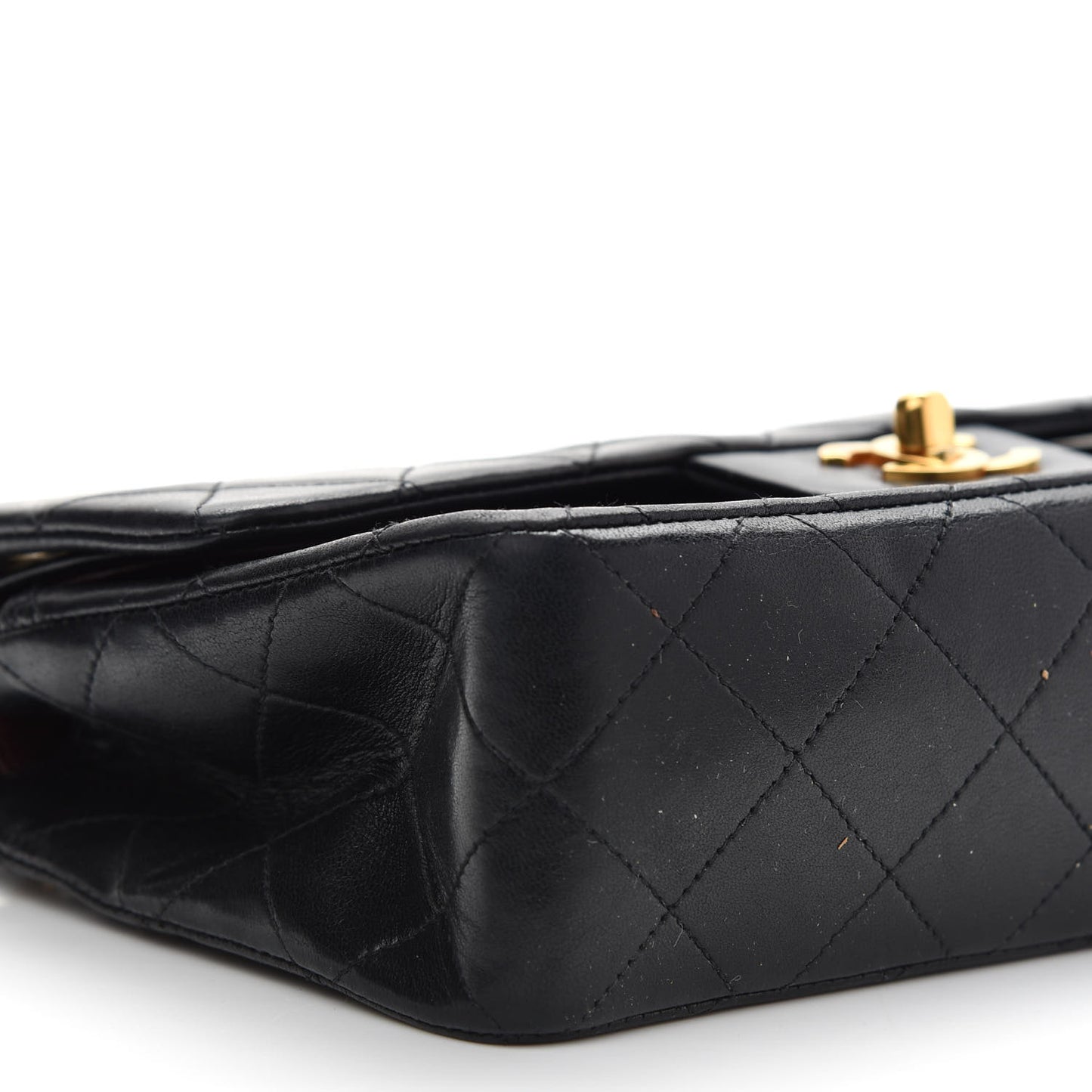 Lambskin Quilted Small Double Flap Black