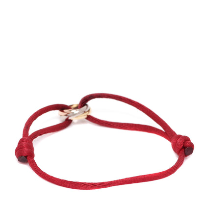 Cartier 18K Pink Yellow White Gold Trinity Cord Bracelet Red 5 of 10