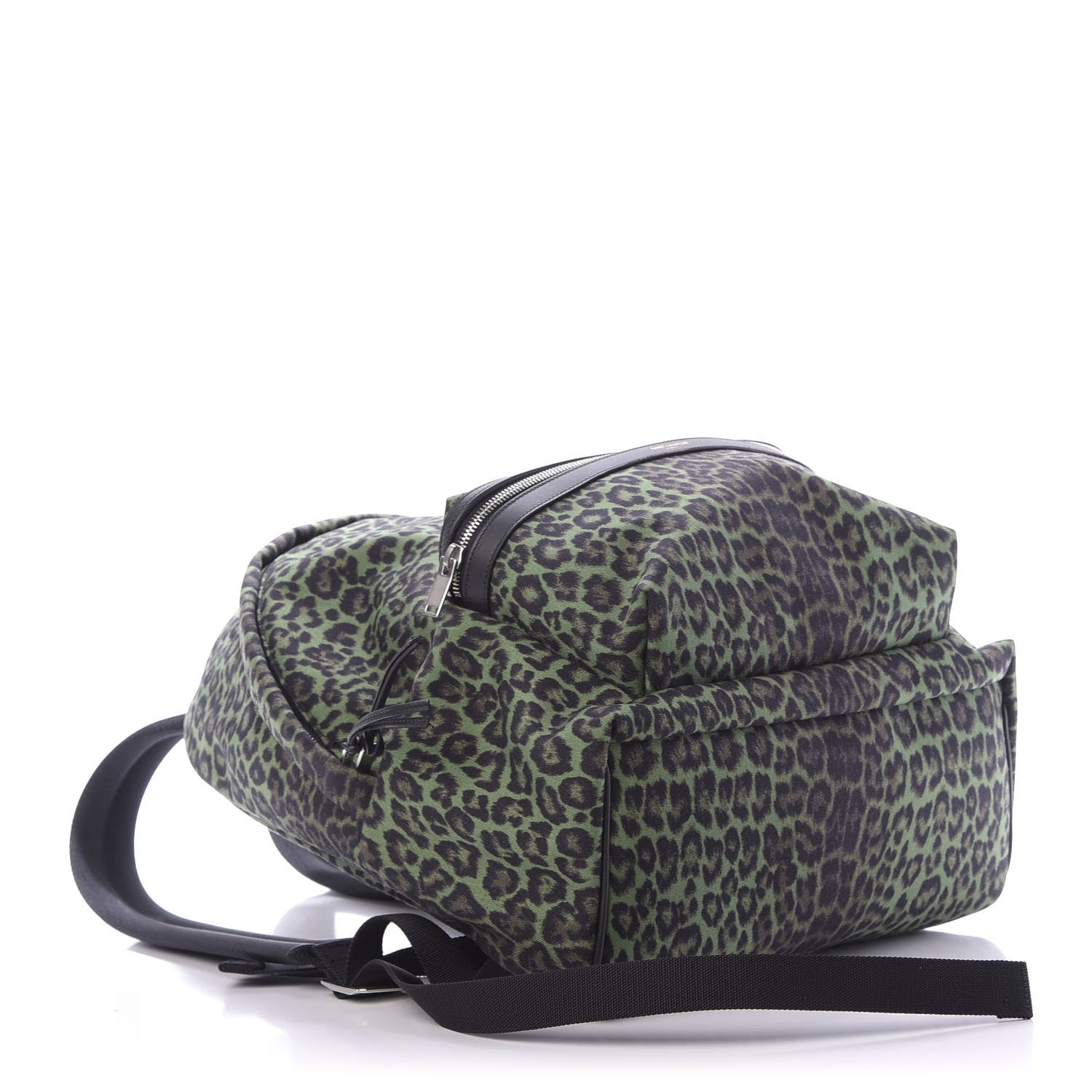 Saint Laurent Printed Canvas Leopard Classic Hunting Backpack Green 2 of 8