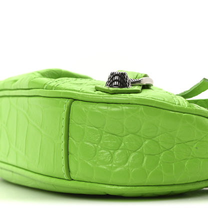 Balenciaga Extra Supple Calfskin Crocodile Embossed Le Cagole Mini Purse With Chain Acid Green 9 of 9