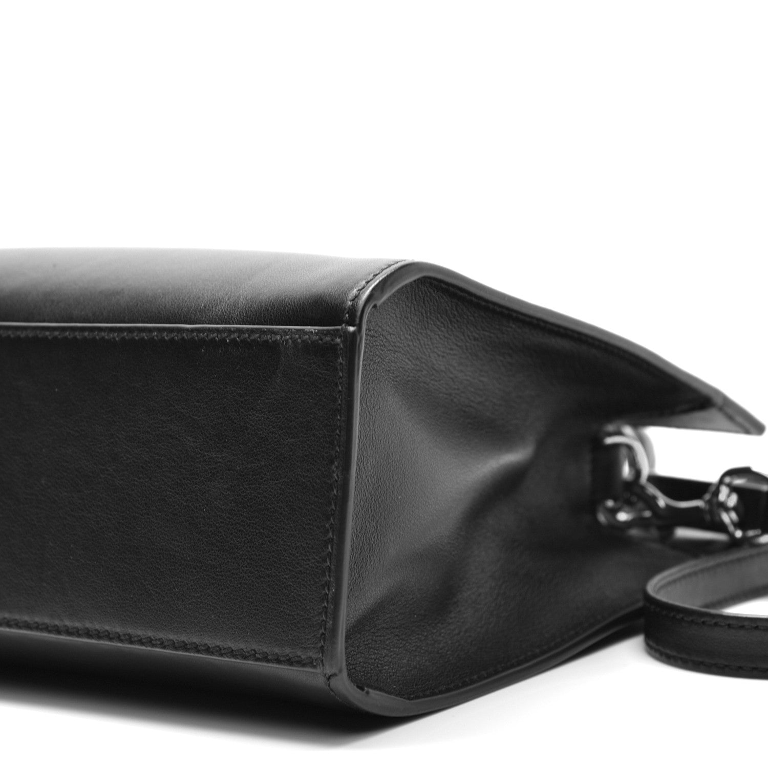 Gucci Calfskin Marmont Ribbon Top Handle Bag Black 9 of 10