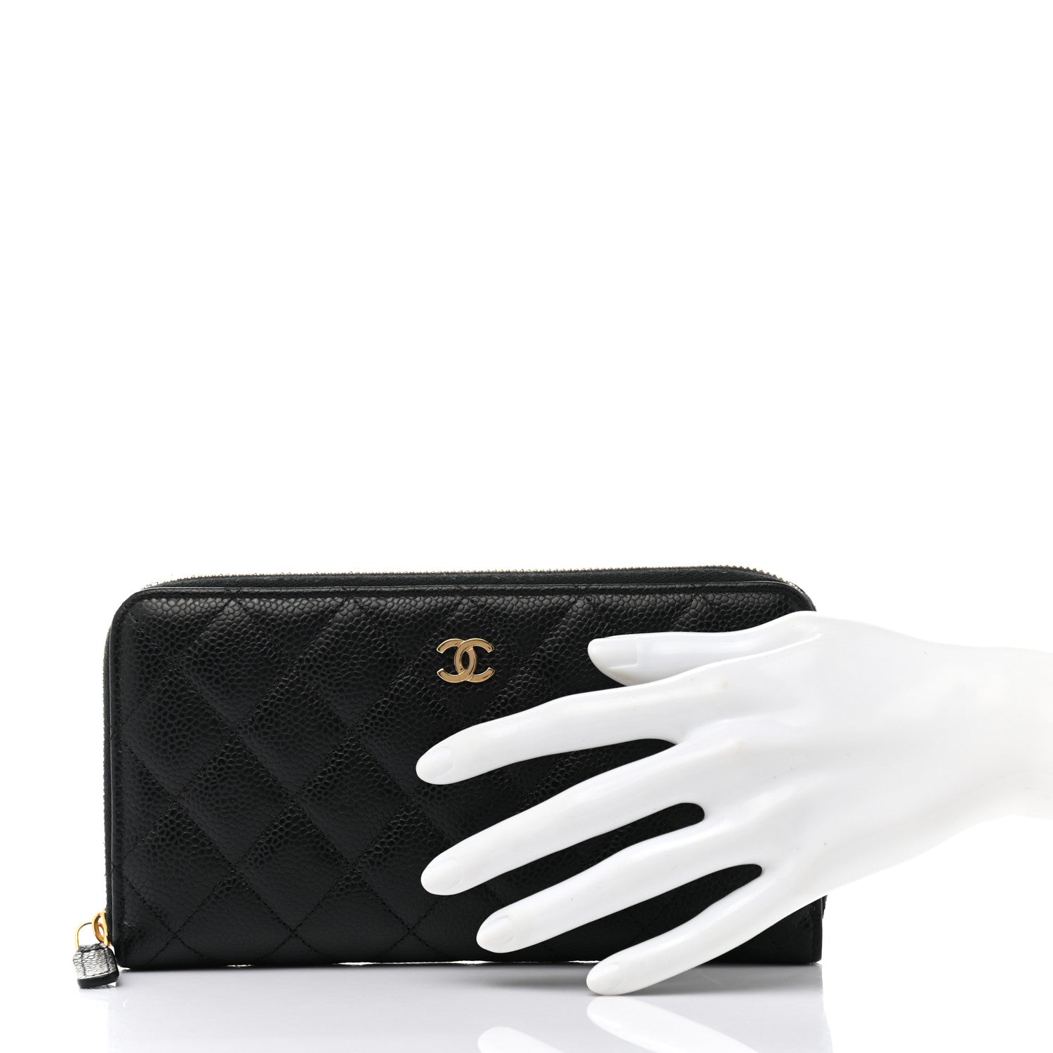 Chanel Caviar Quilted Large Gusset Zip Around Wallet Black 2 of 14
