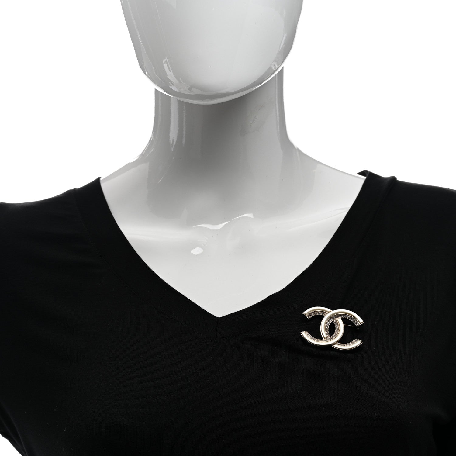 Chanel Resin Crystal CC Brooch Gold 2 of 5