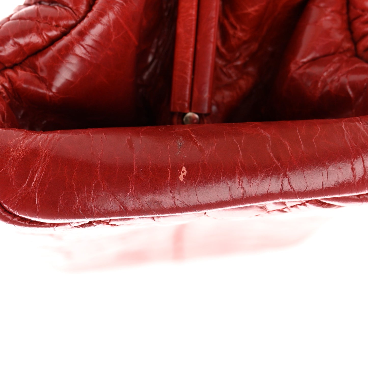 Glazed Calfskin Quilted Medium Just Mademoiselle Bowling Bag Red