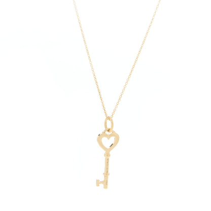 Tiffany 18K Yellow Gold Mini Heart Key Pendant Necklace 6 of 7