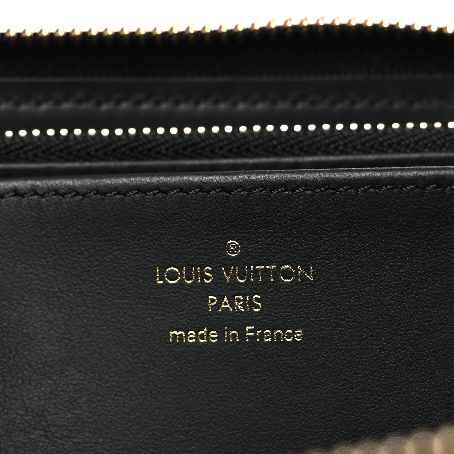 Lambskin Embossed Monogram Coussin Zippy Wallet Black