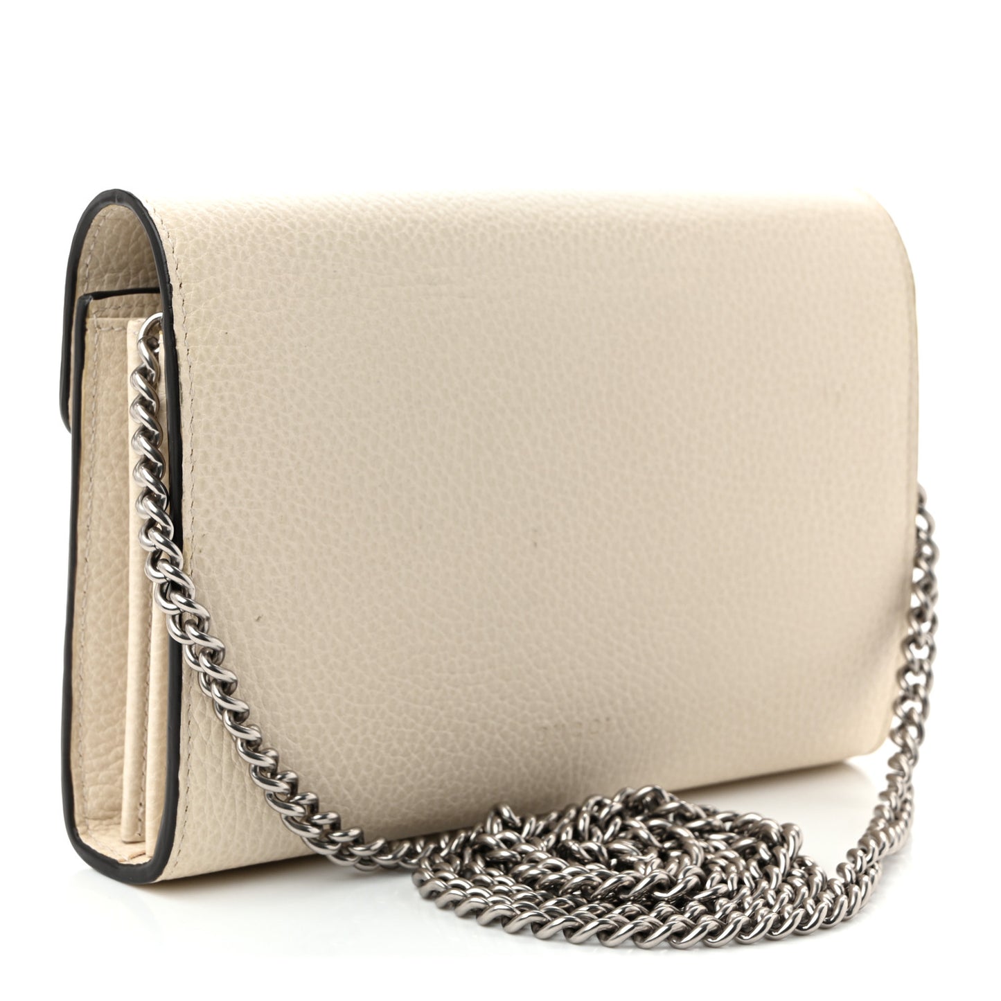 Dollar Calfskin Mini Dionysus Chain Wallet Mystic White
