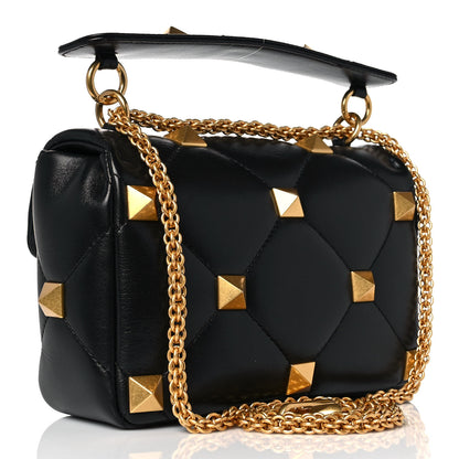 Valentino Garavani Nappa Medium Roman Stud Shoulder Bag Black 3 of 8