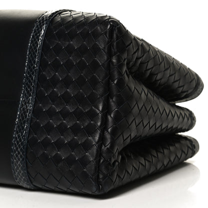 Bottega Veneta Nappa Intrecciato Snakeskin Small Flow Wave Tote Black 11 of 12