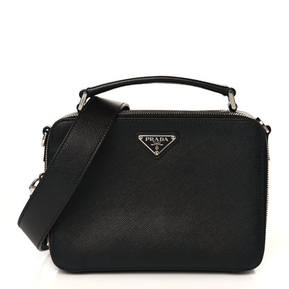 Prada Saffiano Travel Medium Brique Crossbody Bag Black 1 of 9