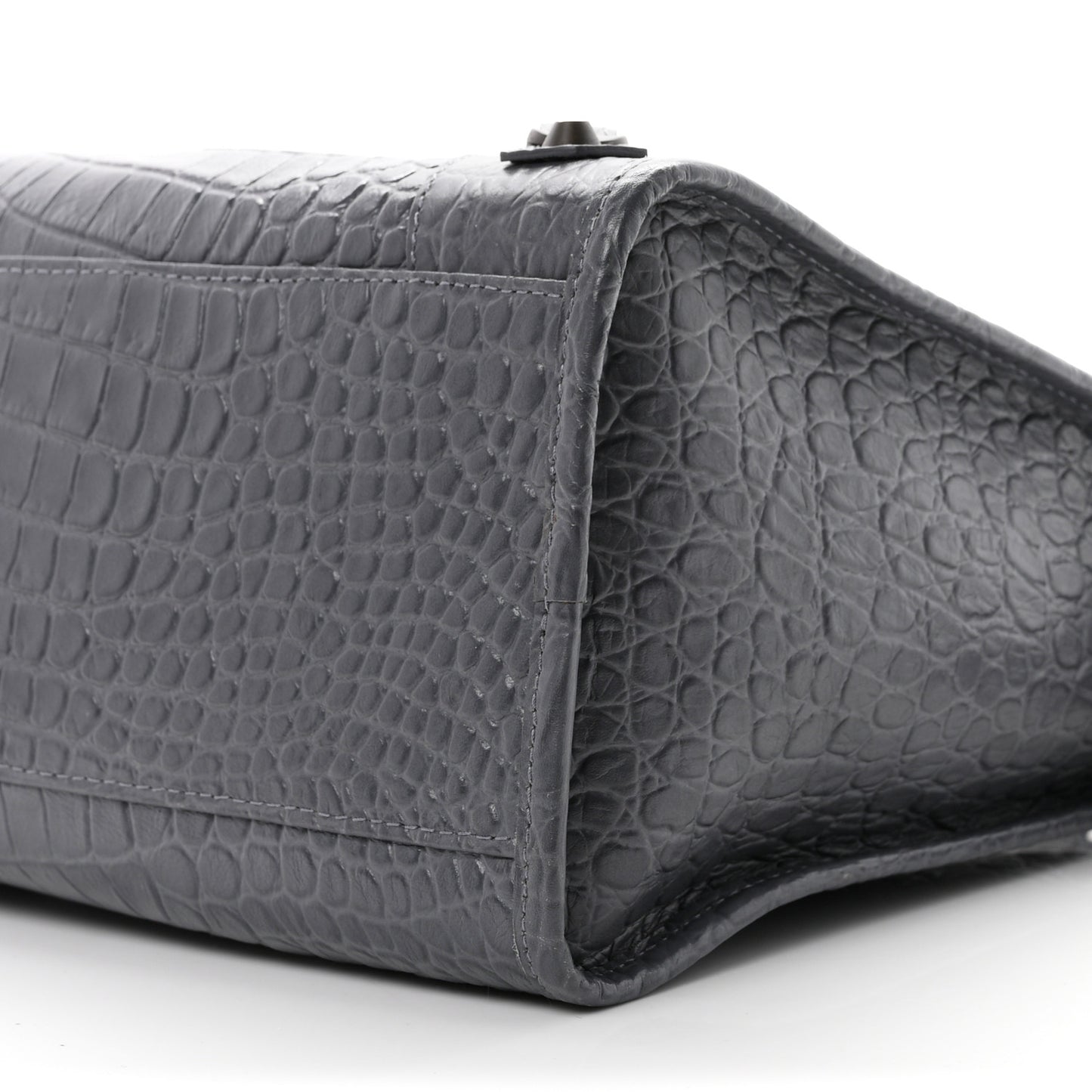 Calfskin Crocodile Embossed Classic Hardware City Gris Beton