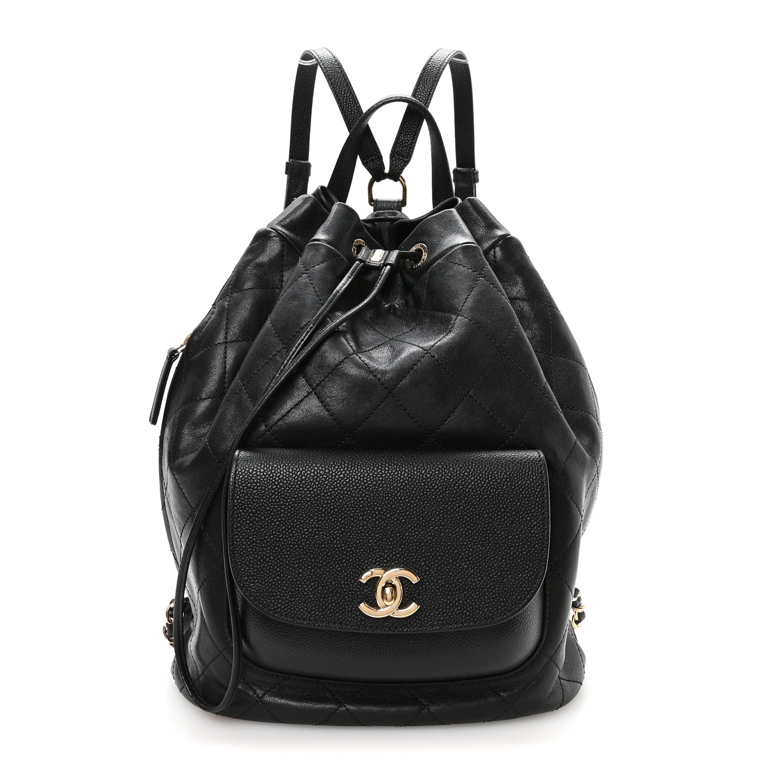 Chanel Sheepskin Caviar Quilted Daily Round Backpack Black 1 of 9