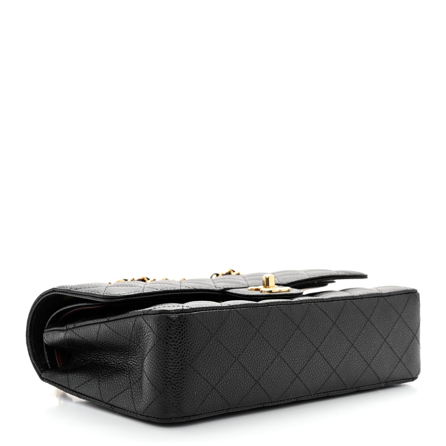 Caviar Quilted Medium Double Flap Black