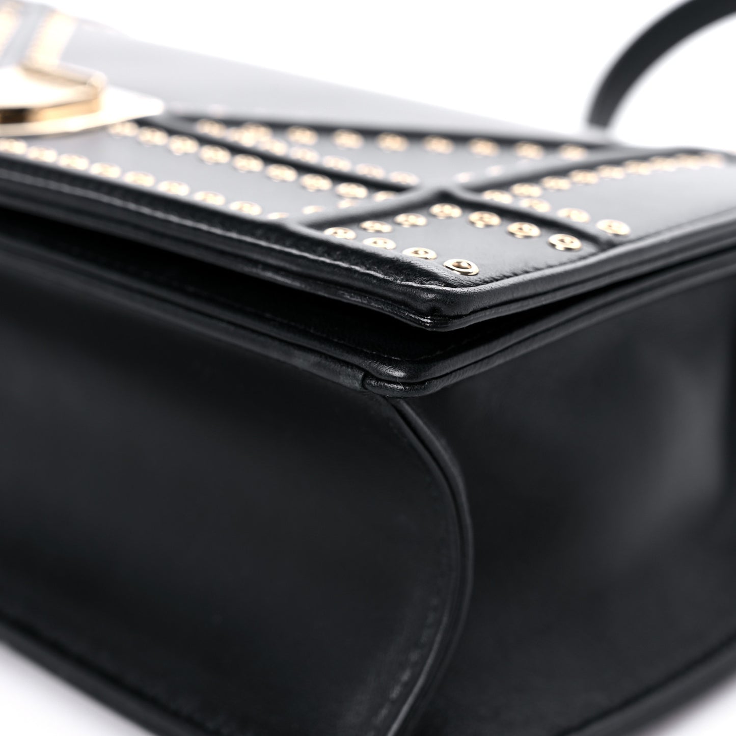 Lambskin Studded Medium Diorama Flap Bag Black
