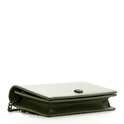 Gucci Dollar Calfskin Enamel Monochrome Mini GG Marmont Chain Wallet Military Wood 4 of 11