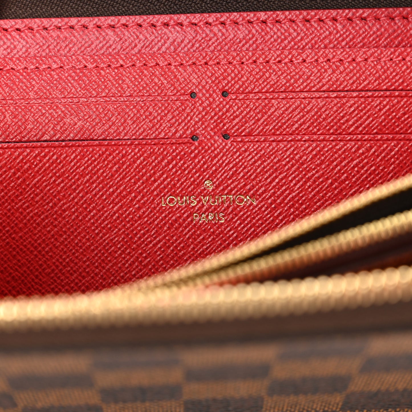 Damier Ebene Clemence Wallet Cherry