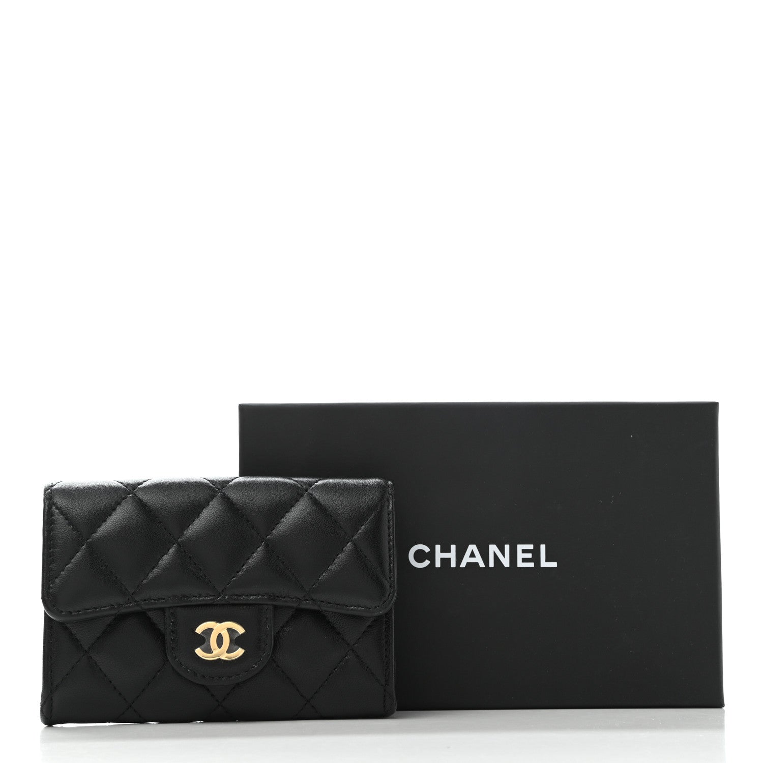 Chanel Lambskin Quilted Flap Card Holder Wallet Black 9 of 9