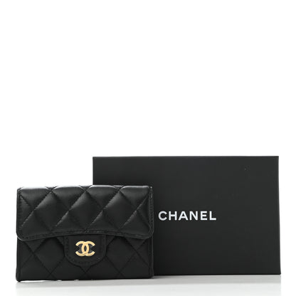 Chanel Lambskin Quilted Flap Card Holder Wallet Black 9 of 9