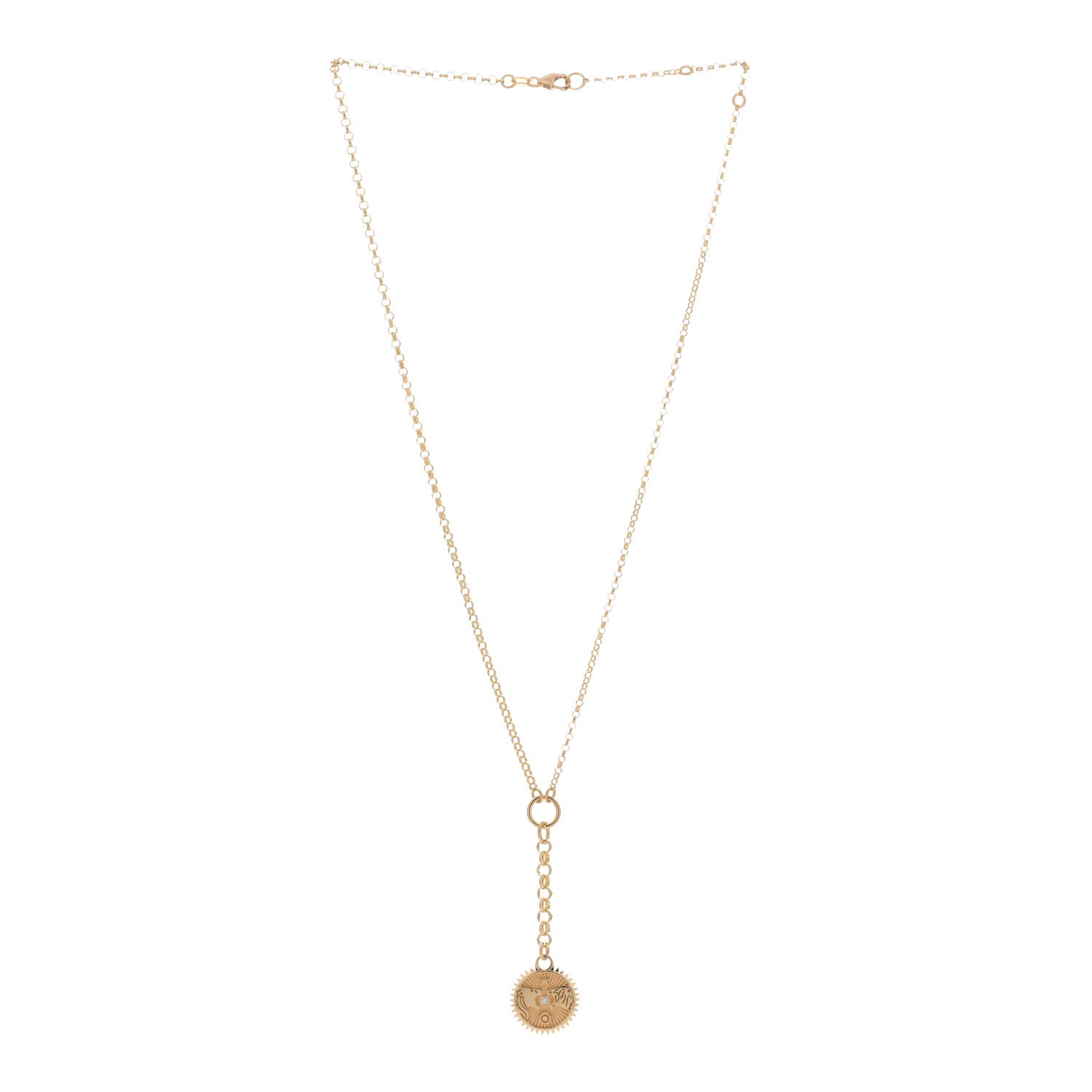 Foundrae 18K Yellow Gold Diamond Solar Lunar Strength Small Mixed Belcher Extension Chain Necklace 2 of 5