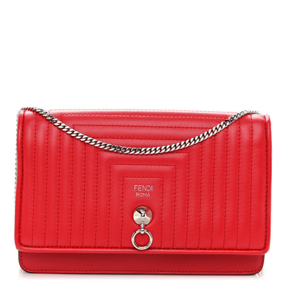Fendi Shiny Nappa Trapuntata Dotcom Tube Wallet On Chain Rojo 1 of 11