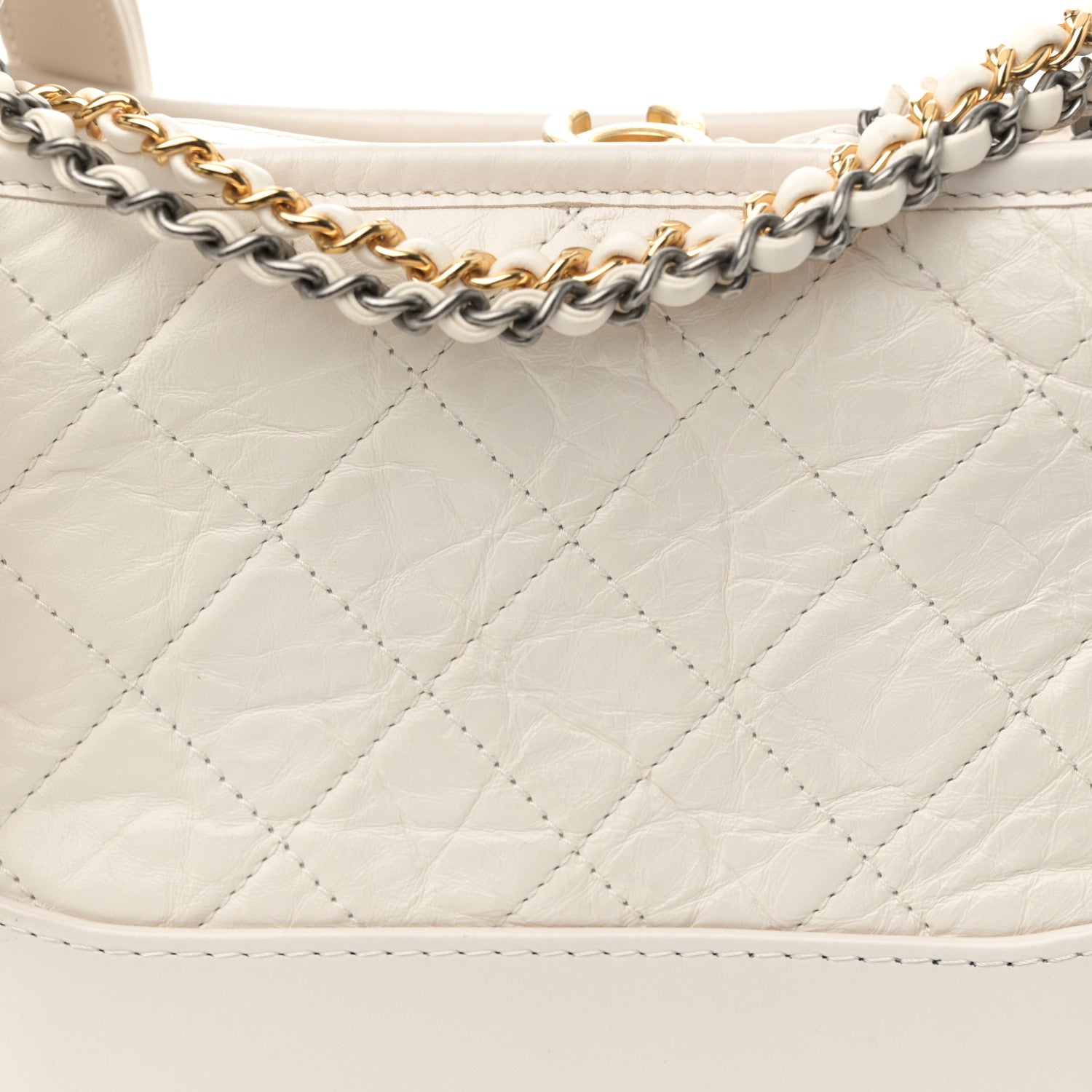 Chanel Aged Calfskin Quilted Small Gabrielle Hobo White 8 of 10
