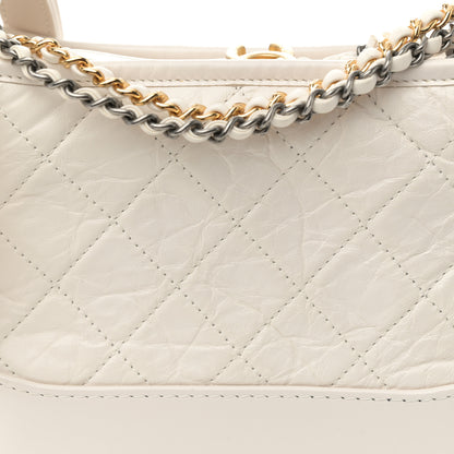 Chanel Aged Calfskin Quilted Small Gabrielle Hobo White 8 of 10