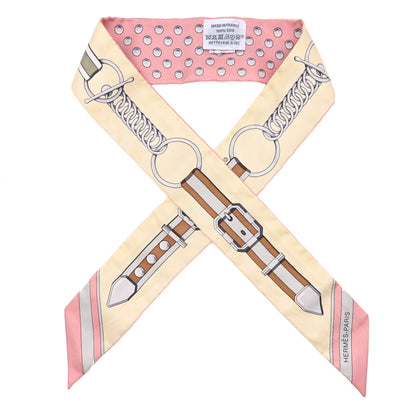 Hermes Silk Grand Tralala Twilly Rose Poudre Jaune 1 of 4
