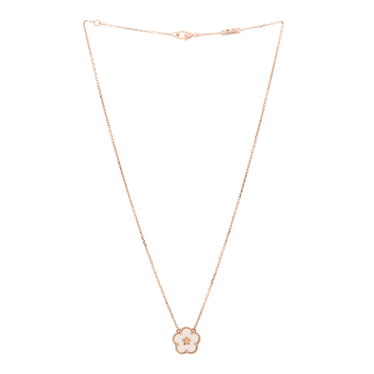 Van Cleef & Arpels 18K Rose Gold Mother of Pearl Lucky Spring Plum Blossom Necklace 3 of 6