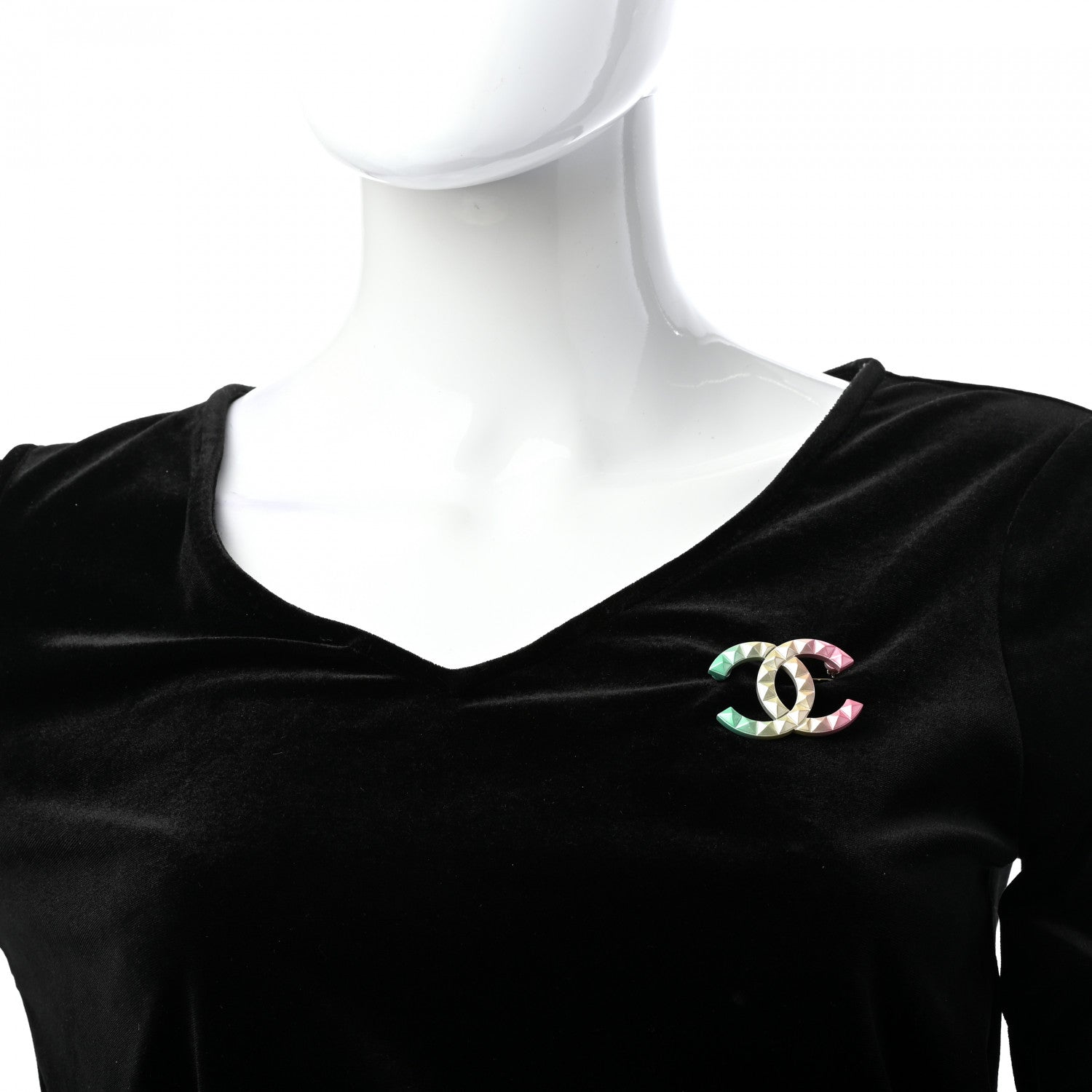 Chanel Metal Studded CC Rainbow Brooch Multicolor 2 of 4