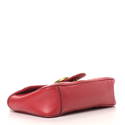Gucci Calfskin Matelasse Mini GG Marmont Shoulder Bag Hibiscus Red 4 of 14