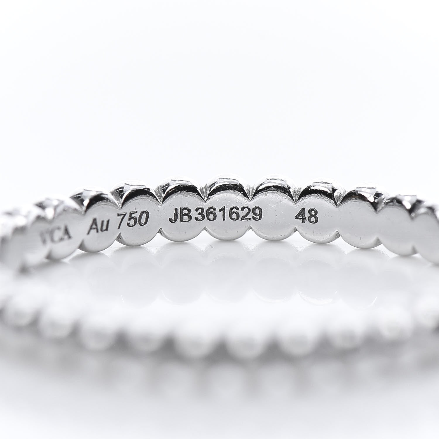 Van Cleef & Arpels 18K White Gold Small Perlee Ring 48 4.5 5 of 6