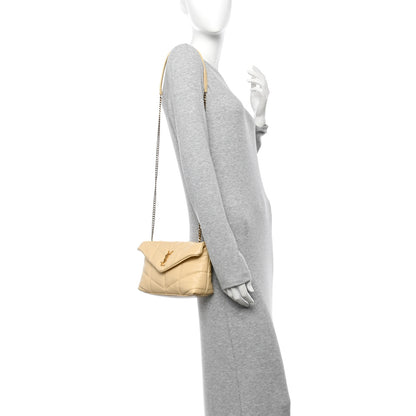 Saint Laurent Lambskin Quilted Toy Loulou Puffer Monogram Chain Satchel  Jaune Pale 2 of 11