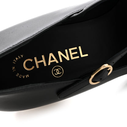 Chanel Lambskin Patent Cap Toe Pearl Ball Mary Janes 39 Black 6 of 10