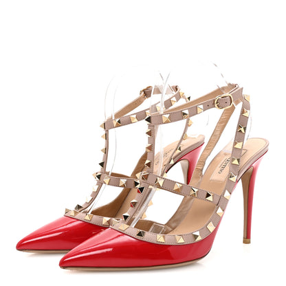 Valentino Garavani Patent Nappa Rockstud Ankle Strap 100mm Pumps 40 Rouge Pur Poudre 4 of 8